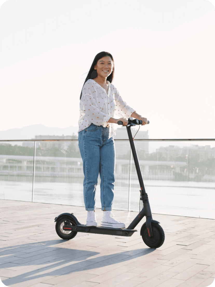 a woman on scooter