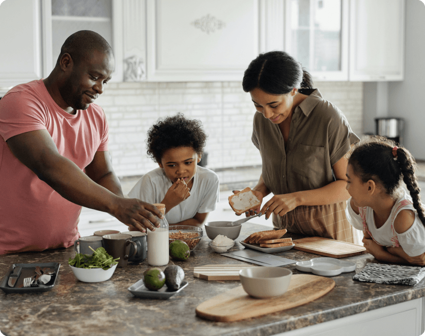 Family having breakfast