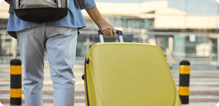 A person arriving to a new place