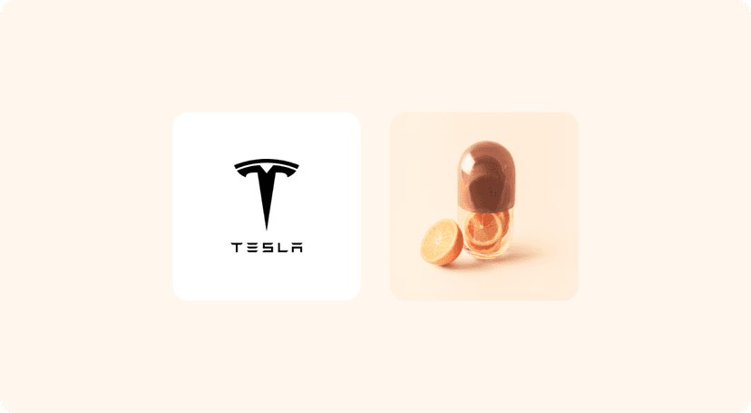 Public health insurance icon and Tesla logo.