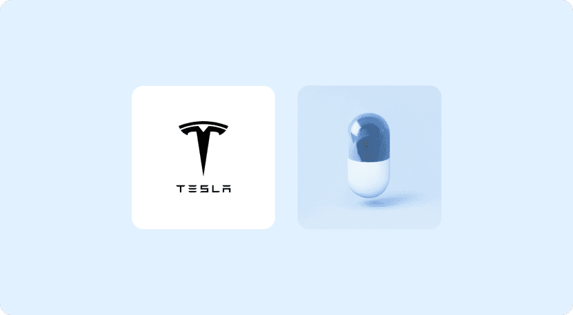 Private health insurance icon and Tesla logo.