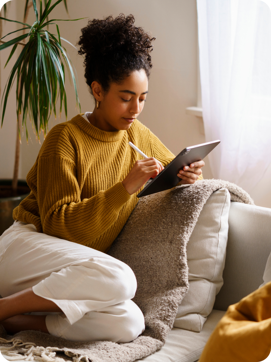 image of a women with a tablet