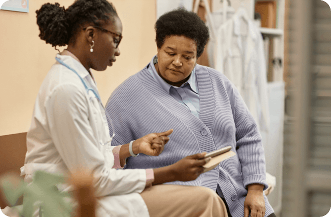 a patient and doctor sharing a diagnosis