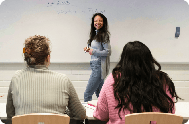 3 persons in a classroom