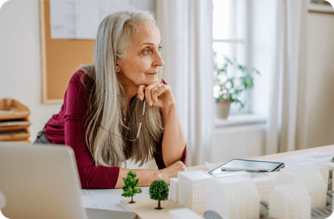 woman seems to be thinking