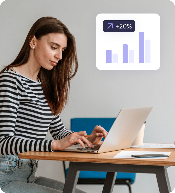 Woman checking return on investment on her laptop.