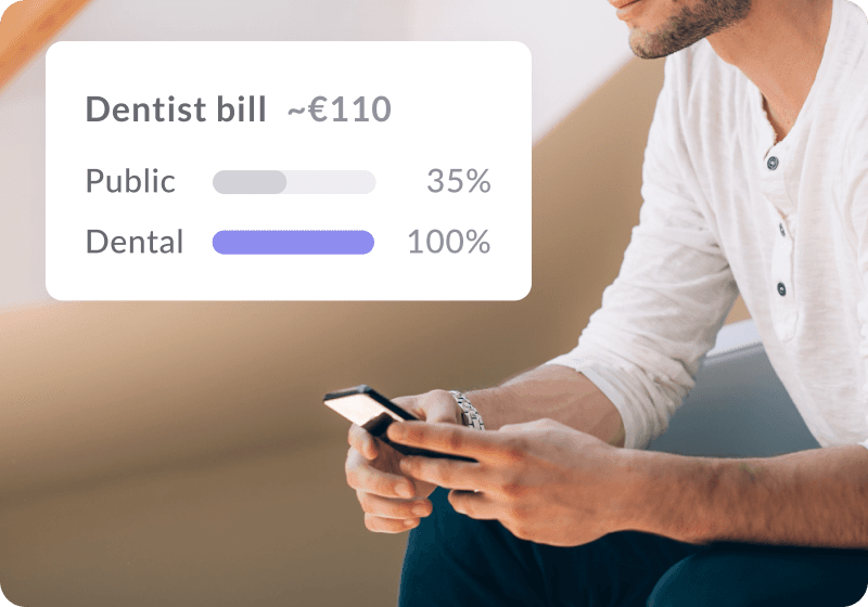 Infographic showing the refund level comparison between public and dental insurances.