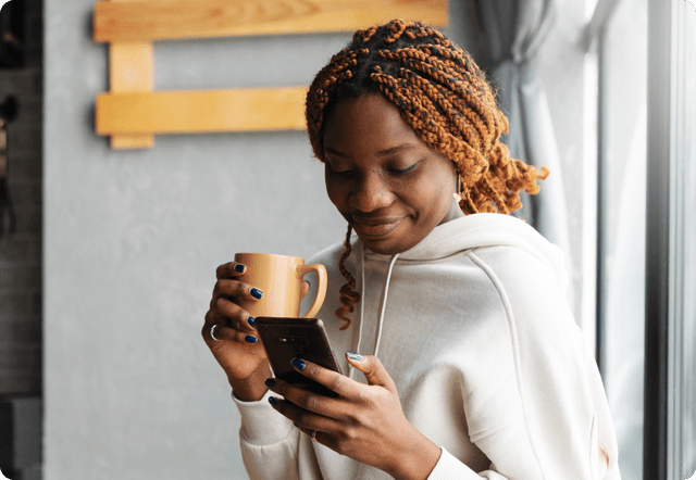 A woman looking at her mobile
