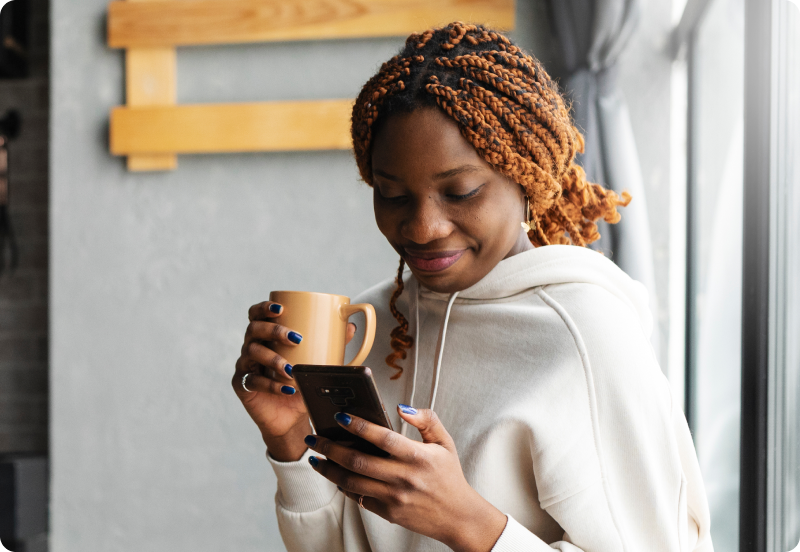 A woman looking at her mobile