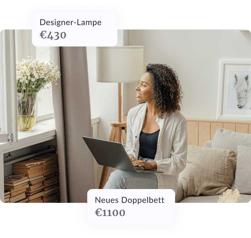 Woman looking at insurance options for household goods.