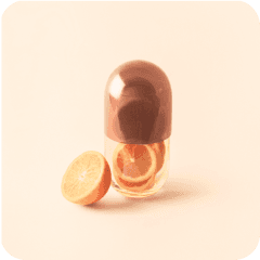 An icon showing a pill and lemon.