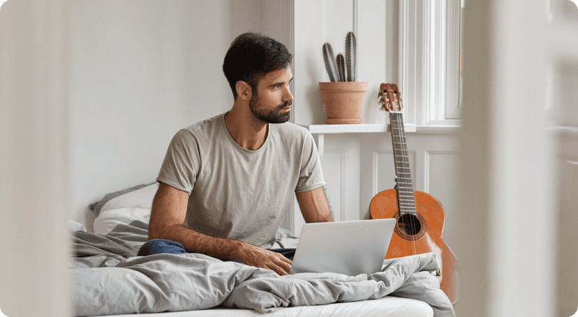 Man working on his computer.