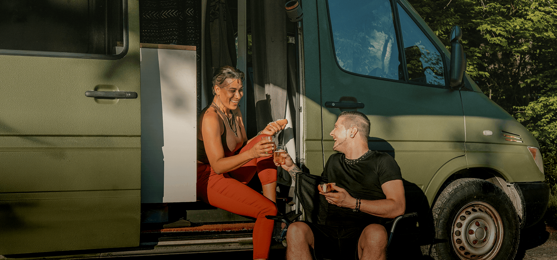 Expats in camper van in Italy