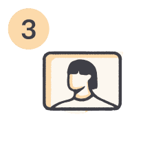 person in front of a screen logo