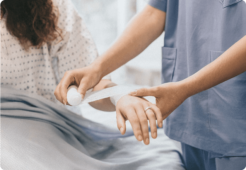 Woman getting treatment on her arm