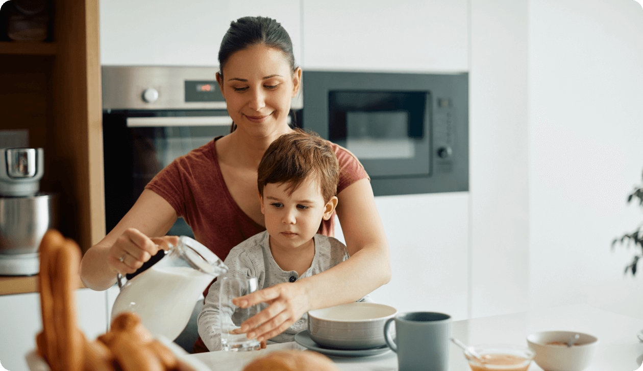 Lady feeding her child