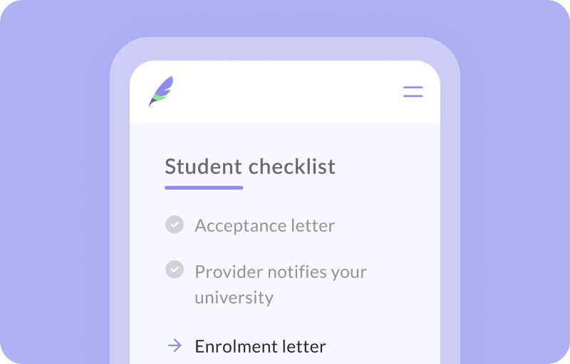 App showing student checklist.