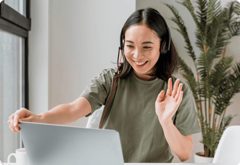 Woman in video call