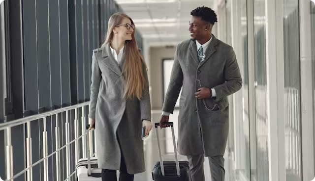 Colleagues going on a business trip