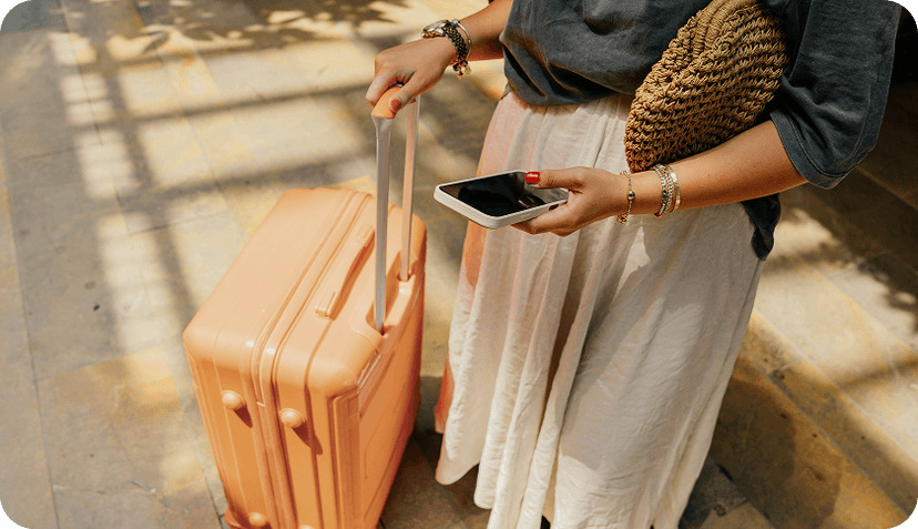 Person with suitcase in Italy