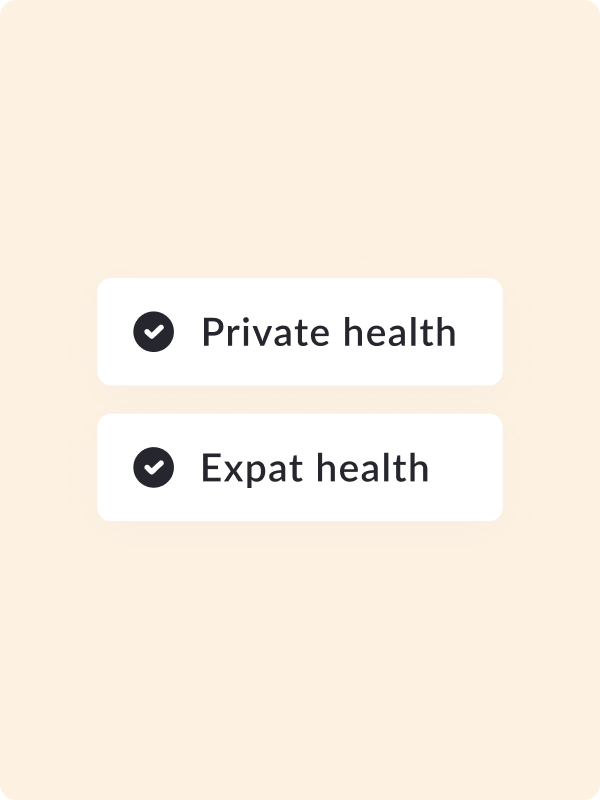 Infographic showing two insurance types: private health and expat insurance