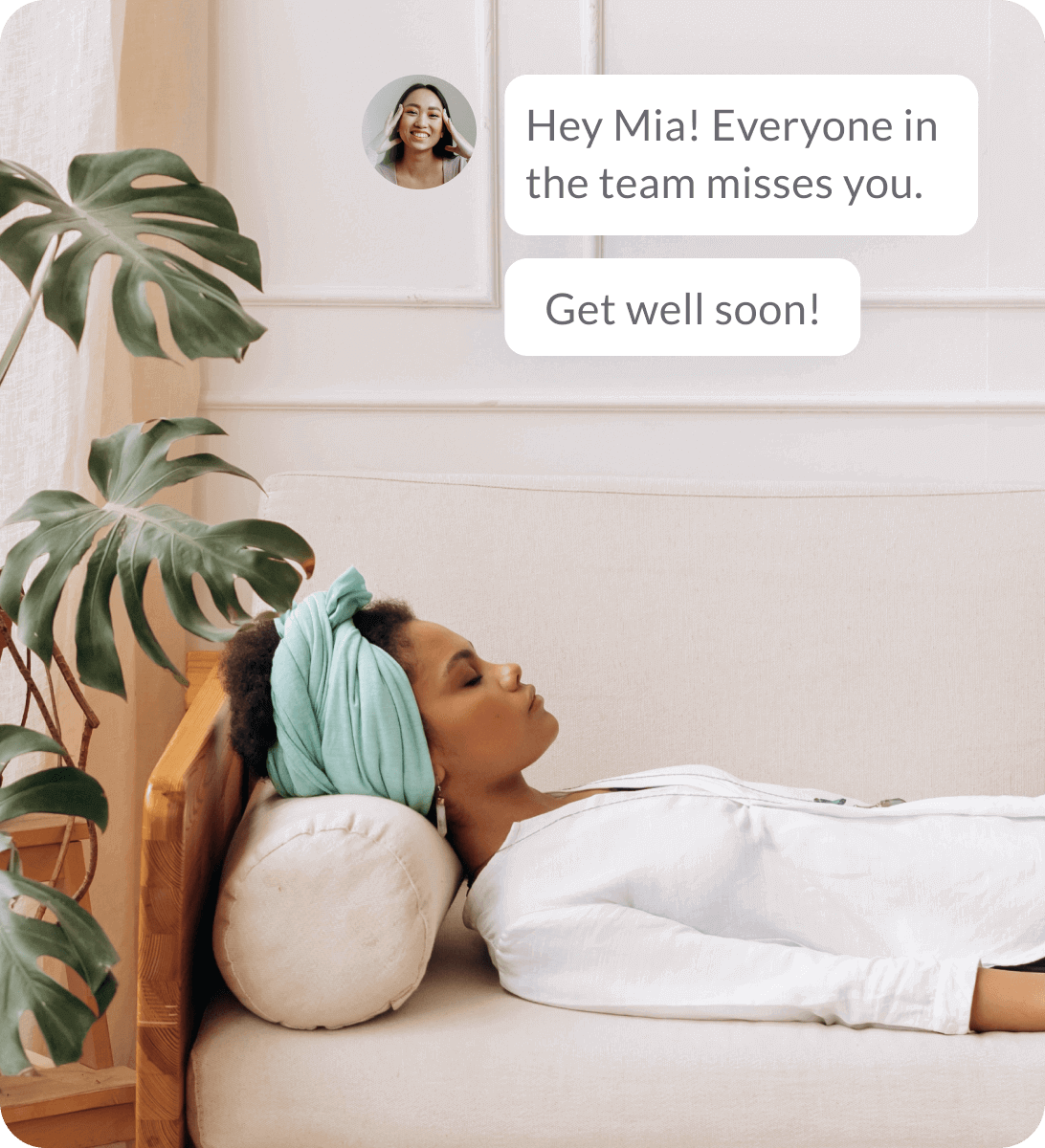 Woman laying on her couch and resting