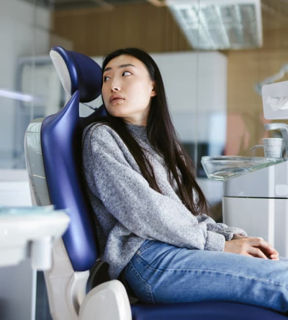 Woman waiting at a dental clinic